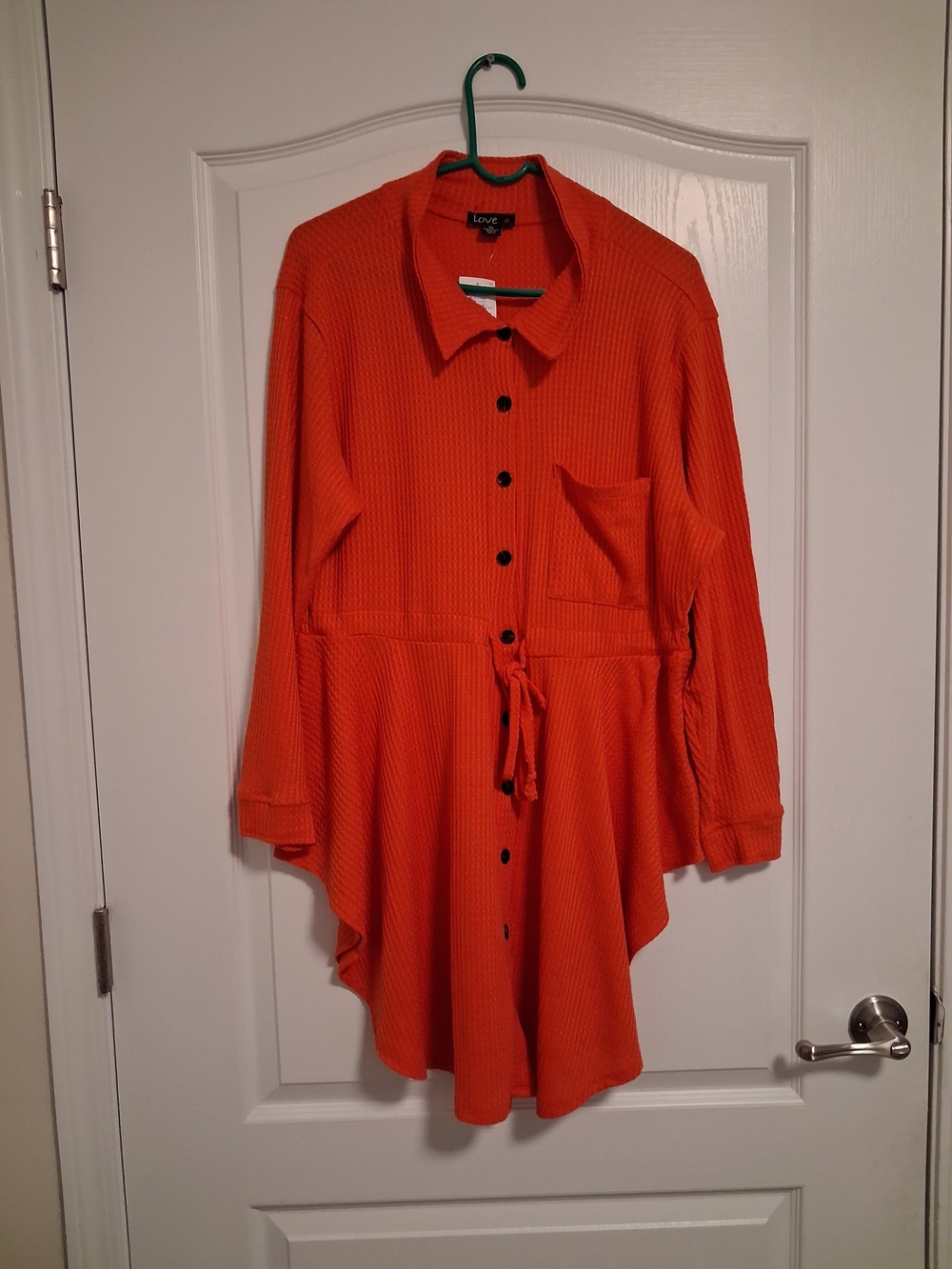 Lysse Vibrant Orange Button-Front Drawstring Tunic